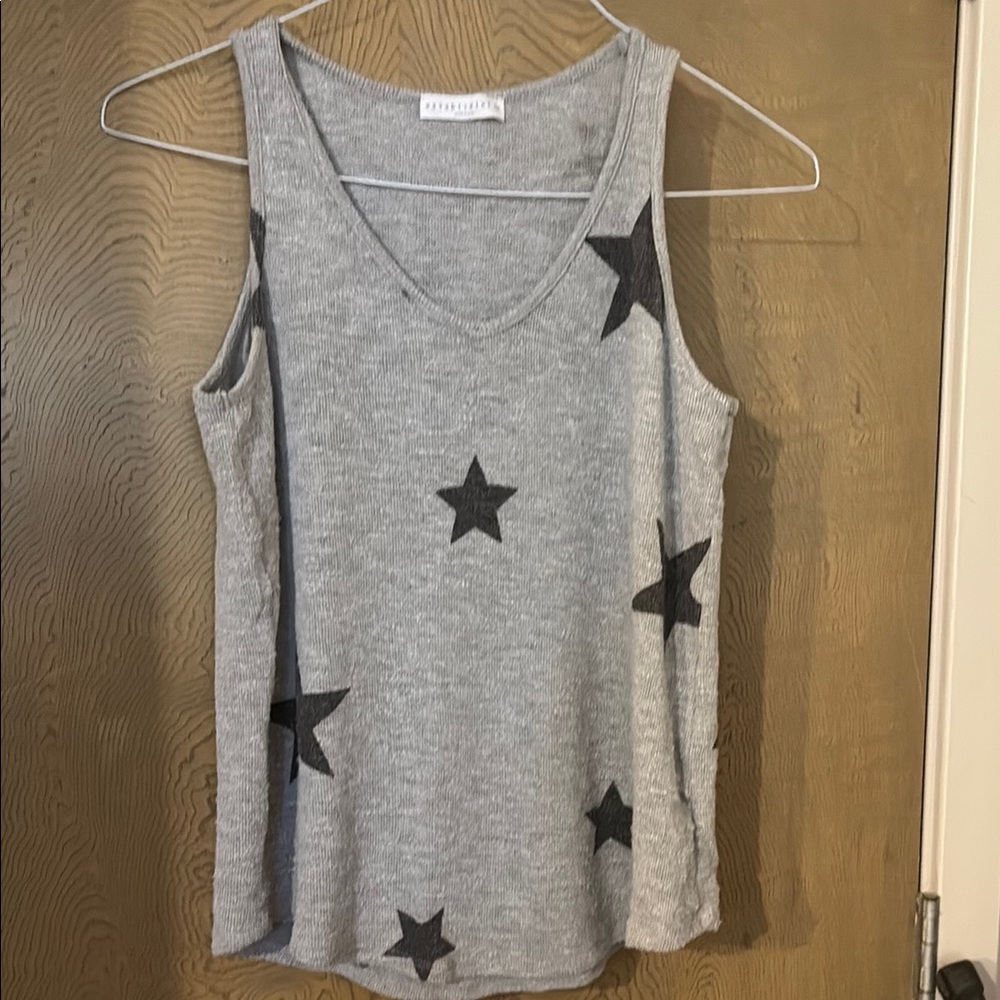 Wasabi and Mint knit Gray Star Pattern Tank Top